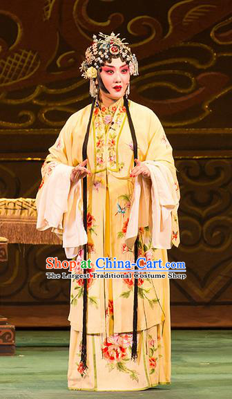 Chinese Han Opera Diva Garment Yu Zhou Feng Zhao Yanrong Costumes and Headdress Traditional Hubei Hanchu Opera Hua Tan Apparels Actress Dress