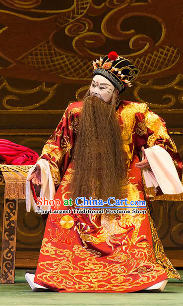 Yu Zhou Feng Chinese Hubei Hanchu Opera Jing Apparels Costumes and Headpieces Traditional Han Opera Elderly Male Garment Prime Minister Zhao Gao Clothing
