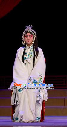 Chinese Han Opera Distress Maiden Garment Yu Zhou Feng Costumes and Headdress Traditional Hubei Hanchu Opera Diva Zhao Yanrong Apparels Young Female Dress