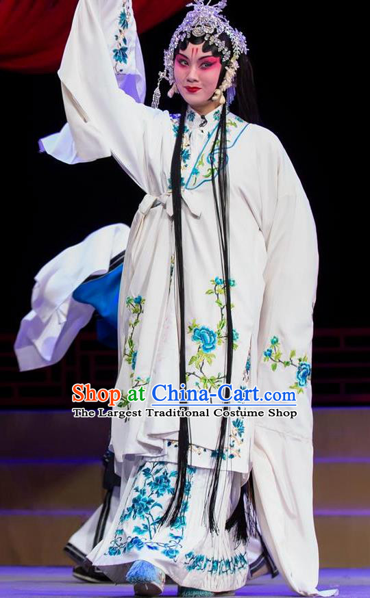 Chinese Han Opera Distress Maiden Garment Yu Zhou Feng Costumes and Headdress Traditional Hubei Hanchu Opera Diva Zhao Yanrong Apparels Young Female Dress