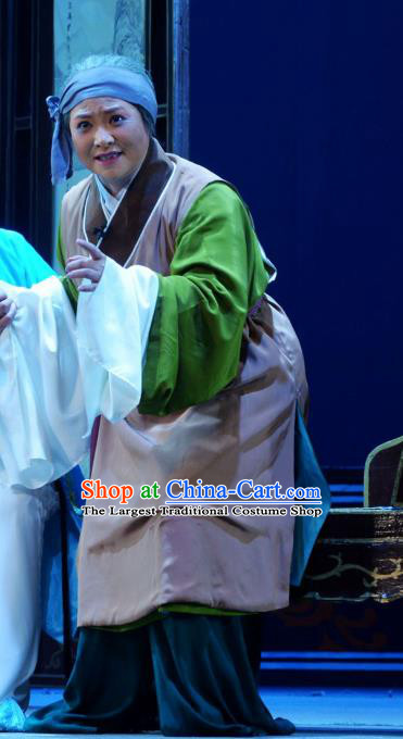 Chinese Han Opera Laodan Garment Chun Niang Qu Costumes and Headdress Traditional Hubei Hanchu Opera Elderly Female Apparels Dame Dress