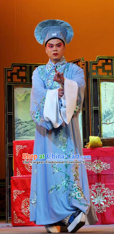 Chun Niang Qu Chinese Hubei Hanchu Opera Young Male Apparels Costumes and Headpieces Traditional Han Opera Xiaosheng Garment Niche Xue Kaixian Clothing