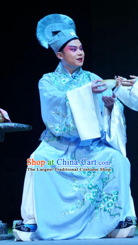 Chun Niang Qu Chinese Hubei Hanchu Opera Young Male Apparels Costumes and Headpieces Traditional Han Opera Xiaosheng Garment Niche Xue Kaixian Clothing