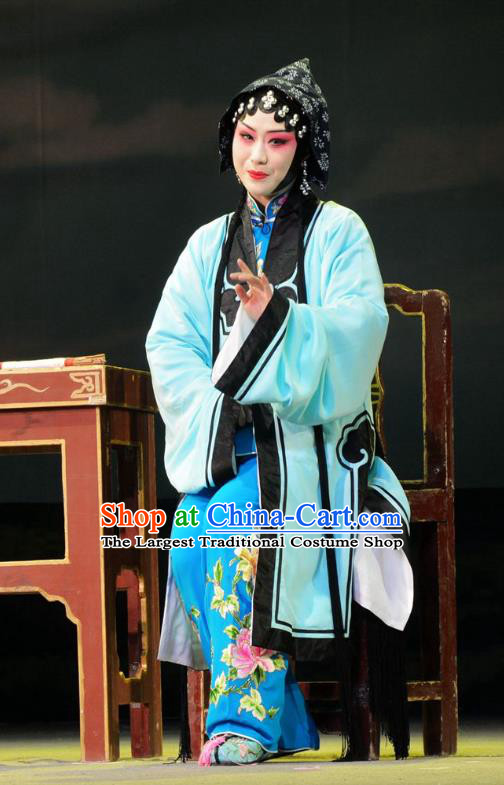 Chinese Han Opera Young Woman Garment Chun Niang Qu Costumes and Headdress Traditional Hubei Hanchu Opera Actress Apparels Diva Wang Chunniang Dress