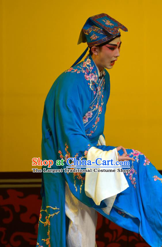 Hua Tian Ba Cuo Chinese Hubei Hanchu Opera Scholar Bian Ji Apparels Costumes and Headpieces Traditional Han Opera Young Male Garment Xiaosheng Clothing