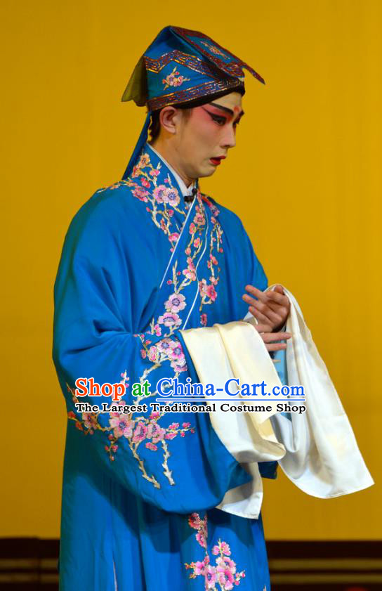 Hua Tian Ba Cuo Chinese Hubei Hanchu Opera Scholar Bian Ji Apparels Costumes and Headpieces Traditional Han Opera Young Male Garment Xiaosheng Clothing