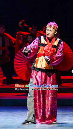 Shi Niang Chinese Hubei Hanchu Opera Wedding Apparels Costumes and Headpieces Traditional Han Opera Young Male Garment Bridegroom Clothing