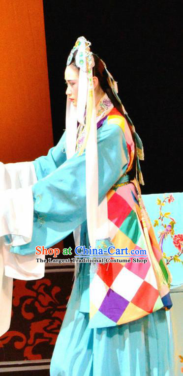 Chinese Han Opera Taoist Nun Garment Bi Zhi Fu Ke Costumes and Headdress Traditional Hubei Hanchu Opera Young Woman Apparels Actress Dress
