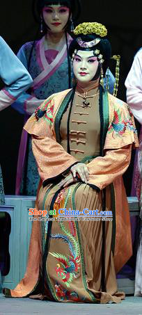 Chinese Han Opera Young Female Garment Jin Lian Costumes and Headdress Traditional Hubei Hanchu Opera Rich Consort Apparels Actress Pan Jinlian Dress