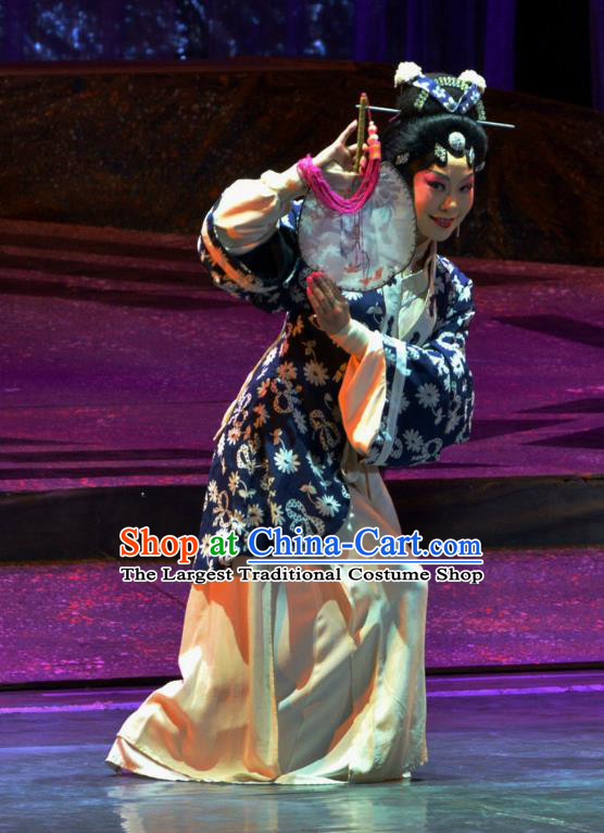 Chinese Han Opera Young Female Garment Butterfly Dream Costumes and Headdress Traditional Hubei Hanchu Opera Country Woman Apparels Diva Dress