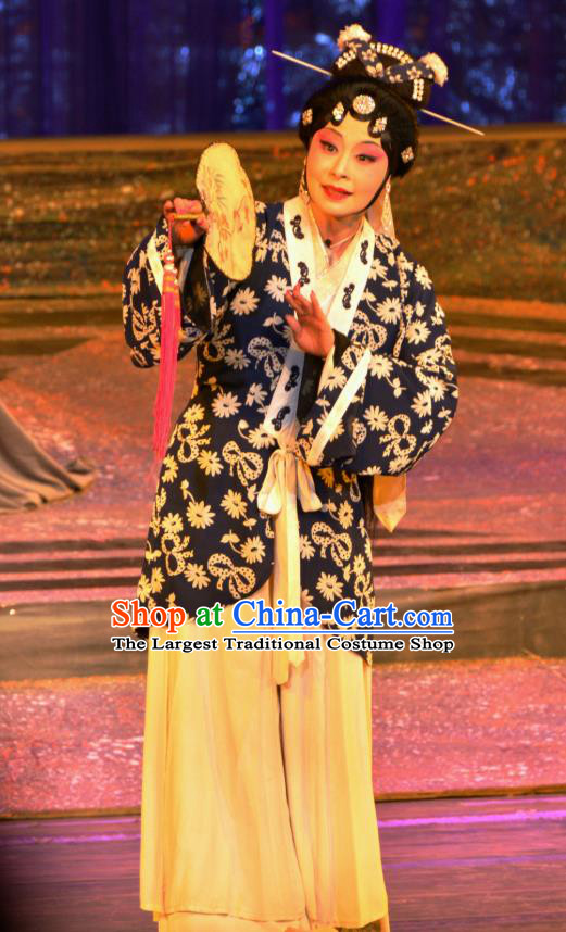 Chinese Han Opera Young Female Garment Butterfly Dream Costumes and Headdress Traditional Hubei Hanchu Opera Country Woman Apparels Diva Dress