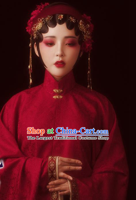 Chinese Traditional Ming Dynasty Hanfu Dress Apparels Ancient Patrician Female Historical Costumes and Headdress for Women