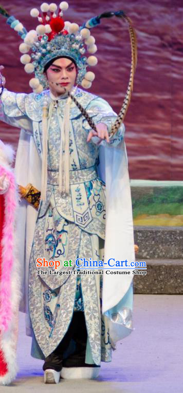 The Princess in Distress Chinese Guangdong Opera Wusheng Apparels Costumes and Headpieces Traditional Cantonese Opera Martial Male Garment Yelu Junxiong Clothing