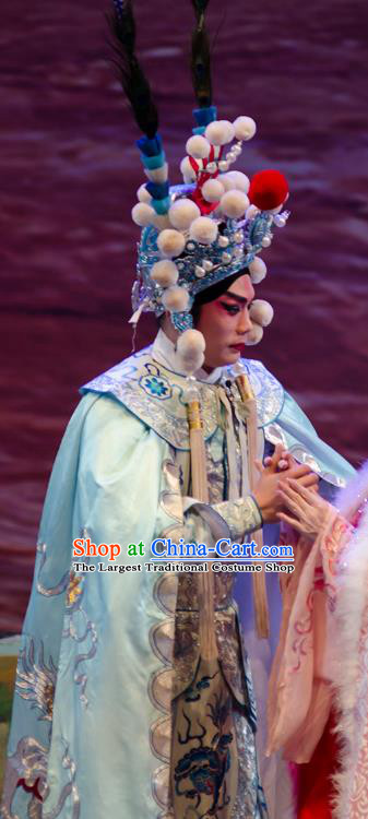 The Princess in Distress Chinese Guangdong Opera Wusheng Apparels Costumes and Headpieces Traditional Cantonese Opera Martial Male Garment Yelu Junxiong Clothing