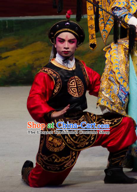 The Princess in Distress Chinese Guangdong Opera Soldier Apparels Costumes and Headpieces Traditional Cantonese Opera Martial Male Garment Wusheng Clothing