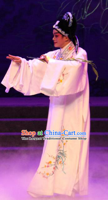 The Peony Pavilion Chinese Guangdong Opera Scholar Liu Mengmei Apparels Costumes and Headpieces Traditional Cantonese Opera Xiaosheng Garment Niche Clothing