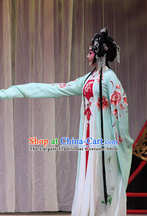 Chinese Cantonese Opera Actress Bai Suzhen Garment The Fairy Tale of White Snake Costumes and Headdress Traditional Guangdong Opera Apparels Hua Tan Dress