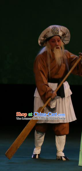 The Fairy Tale of White Snake Chinese Guangdong Opera Boatman Apparels Costumes and Headpieces Traditional Cantonese Opera Elderly Male Garment Laosheng Clothing