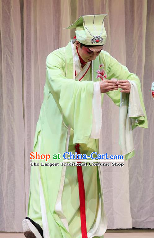 The Fairy Tale of White Snake Chinese Guangdong Opera Scholar Xu Xian Apparels Costumes and Headpieces Traditional Cantonese Opera Xiaosheng Garment Clothing