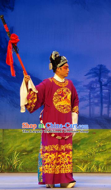 Chinese Guangdong Opera Xiaosheng Apparels Costumes and Headpieces Traditional Cantonese Opera Young Male Garment Envoy Fan Li Clothing