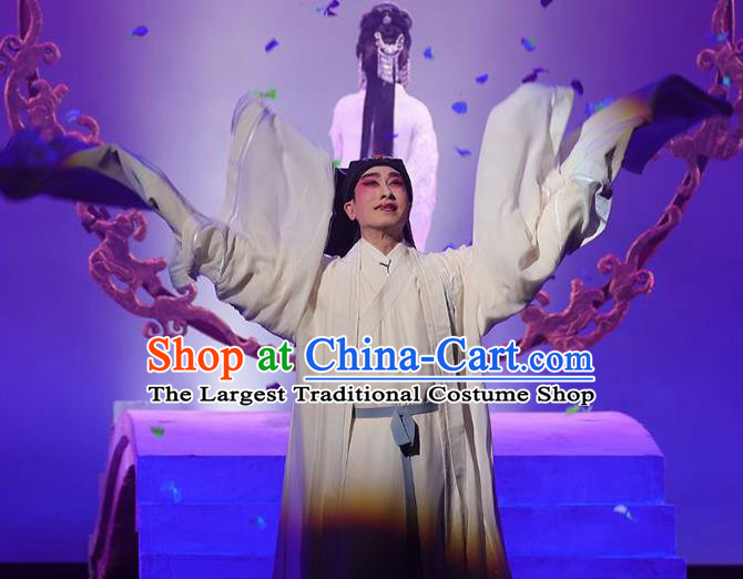 The Fairy Tale of White Snake Chinese Guangdong Opera Xiaosheng Apparels Costumes and Headpieces Traditional Cantonese Opera Xu Xian Garment Young Male Clothing