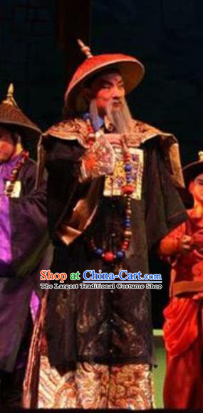 Hua Yue Ying Chinese Guangdong Opera Laosheng Apparels Costumes and Headpieces Traditional Cantonese Opera Elderly Male Garment Official He Zhennan Clothing