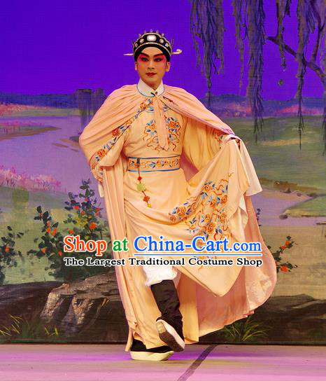 Chinese Guangdong Opera Childe Apparels Costumes and Headpieces Traditional Cantonese Opera Young Male Garment Xiaosheng Fan Li Clothing