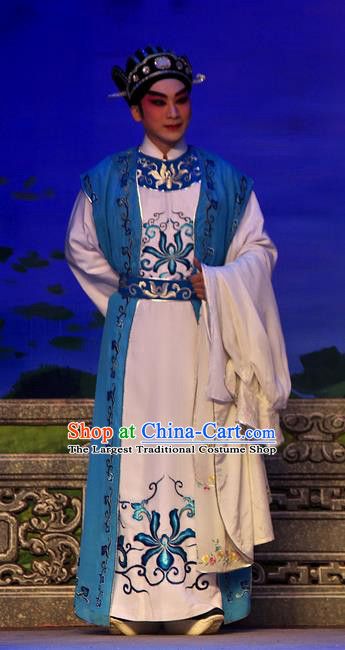 Chinese Guangdong Opera Young Male Apparels Costumes and Headpieces Traditional Cantonese Opera Niche Garment Xiaosheng Fan Li Clothing