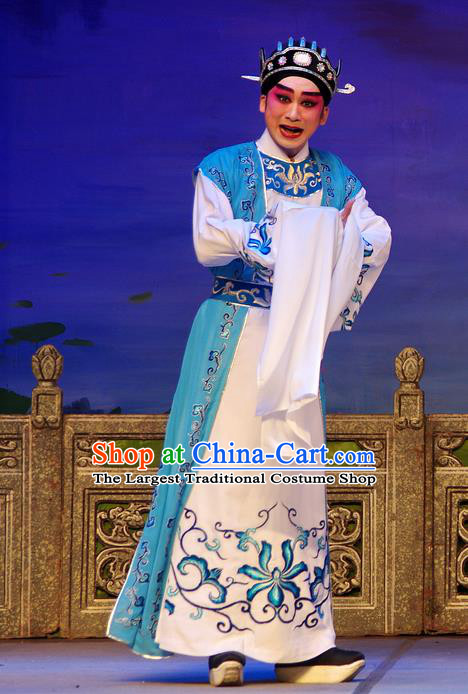 Chinese Guangdong Opera Young Male Apparels Costumes and Headpieces Traditional Cantonese Opera Niche Garment Xiaosheng Fan Li Clothing