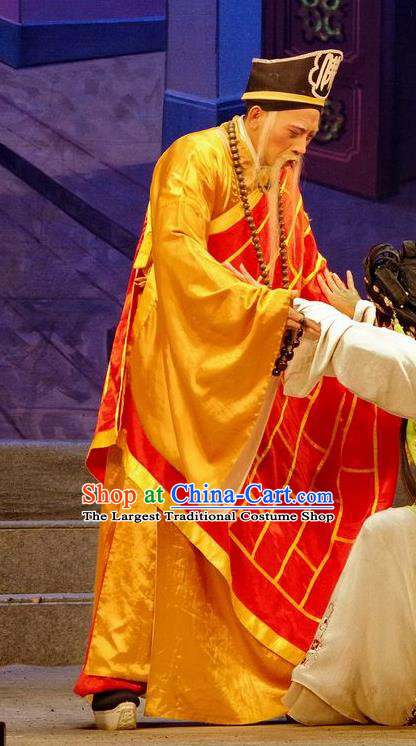 Qian Tang Su Xiaoxiao Chinese Guangdong Opera Monk Apparels Cassock Costumes and Headpieces Traditional Cantonese Opera Abbot Garment Clothing