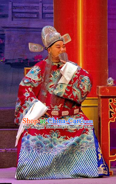 Qian Tang Su Xiaoxiao Chinese Guangdong Opera Laosheng Apparels Costumes and Headpieces Traditional Cantonese Opera Elderly Male Garment Official Ruan Shaoye Clothing