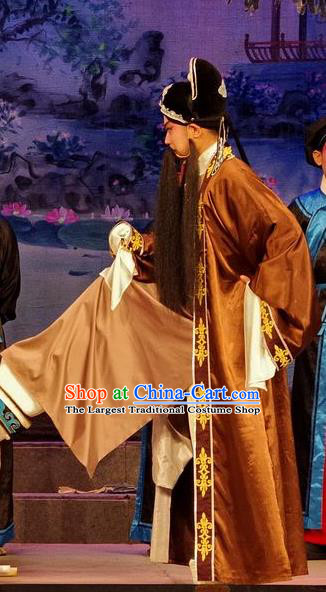 Qian Tang Su Xiaoxiao Chinese Guangdong Opera Elderly Male Apparels Costumes and Headpieces Traditional Cantonese Opera Laosheng Garment Lord Ruan Shaoye Clothing