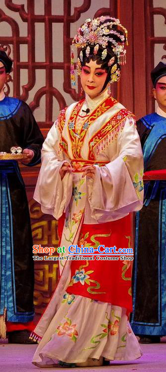 Chinese Cantonese Opera Diva Garment Qian Tang Su Xiaoxiao Costumes and Headdress Traditional Guangdong Opera Young Female Apparels Hua Tan Dress