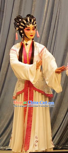 Chinese Cantonese Opera Young Lady Garment Qian Tang Su Xiaoxiao Costumes and Headdress Traditional Guangdong Opera Servant Girl Apparels Xiaodan Dress