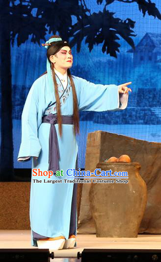 Legend of Lun Wenxu Chinese Guangdong Opera Poor Scholar Apparels Costumes and Headpieces Traditional Cantonese Opera Xiaosheng Garment Clothing