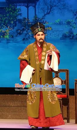 Legend of Lun Wenxu Chinese Guangdong Opera Landlord Hu Apparels Costumes and Headpieces Traditional Cantonese Opera Elderly Male Garment Ministry Councillor Clothing