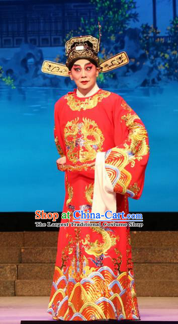 Legend of Lun Wenxu Chinese Guangdong Opera Number One Scholar Apparels Costumes and Headpieces Traditional Cantonese Opera Young Male Garment Official Clothing