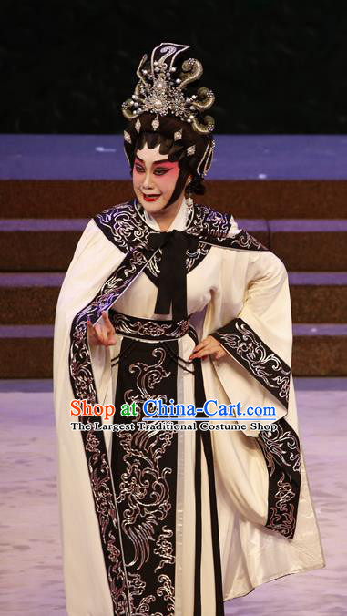 Chinese Cantonese Opera Queen Zhou Garment Southern Tang Emperor Costumes and Headdress Traditional Guangdong Opera Hua Tan Apparels Empress Dress