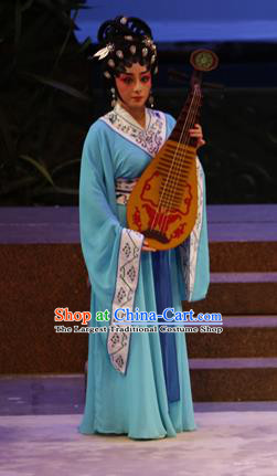 Chinese Cantonese Opera Court Maid Garment Southern Tang Emperor Costumes and Headdress Traditional Guangdong Opera Xiaodan Apparels Palace Lady Dress