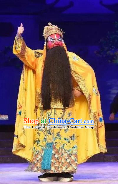 Southern Tang Emperor Chinese Guangdong Opera Jing Apparels Costumes and Headpieces Traditional Cantonese Opera Lord Garment Monarch Zhao Kuangyin Clothing