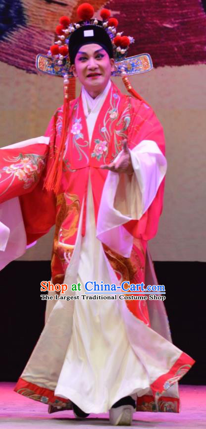 Hua Jian Ji Chinese Guangdong Opera Scholar Apparels Costumes and Headpieces Traditional Cantonese Opera Xiaosheng Garment Bridegroom Liang Yicang Clothing