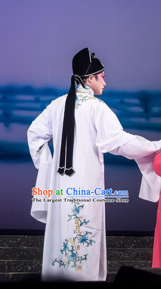 The Romance of Hairpin Chinese Guangdong Opera Scholar Apparels Costumes and Headpieces Traditional Cantonese Opera Xiaosheng Garment Young Male Wang Shipeng Clothing