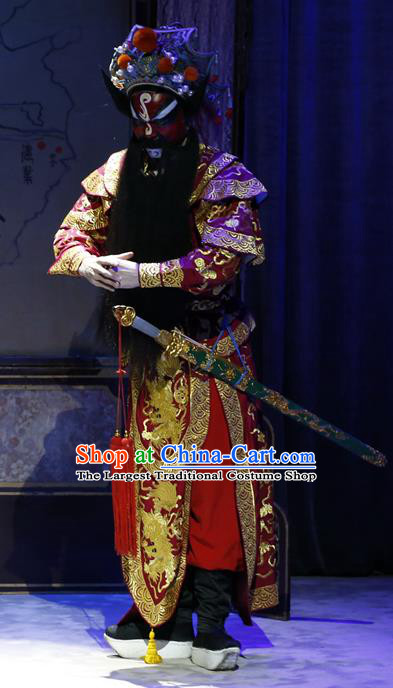 General Ma Chao Chinese Guangdong Opera Wusheng Apparels Costumes and Headpieces Traditional Cantonese Opera Jing Role Garment Martial Male Clothing