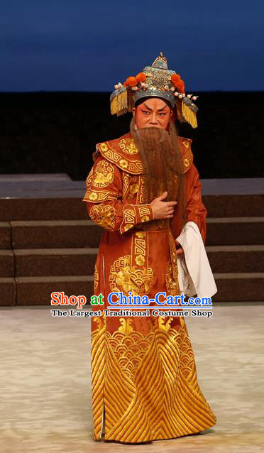General Ma Chao Chinese Guangdong Opera Shogun Ma Teng Apparels Costumes and Headpieces Traditional Cantonese Opera Elderly Male Garment Marshal Clothing
