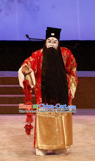 General Ma Chao Chinese Guangdong Opera Jing Apparels Costumes and Headpieces Traditional Cantonese Opera Laosheng Garment Prime Minister Cao Cao Clothing