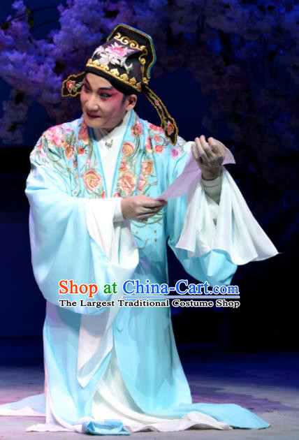 Hua Jian Ji Chinese Guangdong Opera Young Man Apparels Costumes and Headpieces Traditional Cantonese Opera Xiaosheng Garment Niche Liang Yicang Clothing