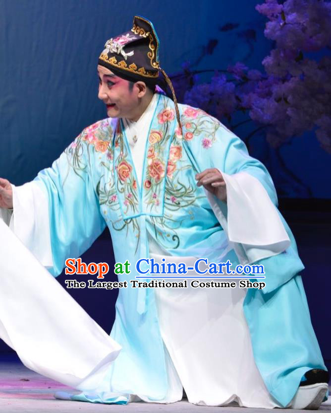 Hua Jian Ji Chinese Guangdong Opera Young Man Apparels Costumes and Headpieces Traditional Cantonese Opera Xiaosheng Garment Niche Liang Yicang Clothing