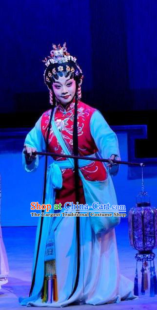 Chinese Cantonese Opera Xiaodan Garment Hua Jian Ji Costumes and Headdress Traditional Guangdong Opera Servant Girl Apparels Maid Lady Yun Xiang Dress