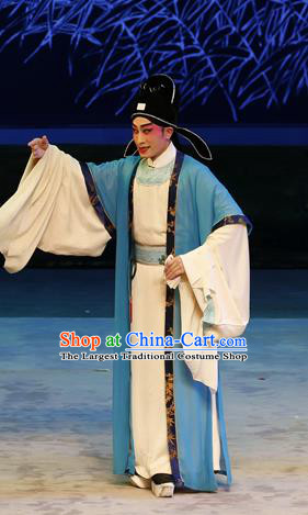 Liu Yi Delivers A Letter Chinese Guangdong Opera Xiaosheng Apparels Costumes and Headpieces Traditional Cantonese Opera Scholar Garment Niche Clothing
