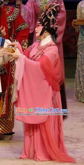 Chinese Cantonese Opera Hua Tan Garment Liu Yi Delivers A Letter Costumes and Headdress Traditional Guangdong Opera Dragon Princess Apparels Young Female Pink Dress